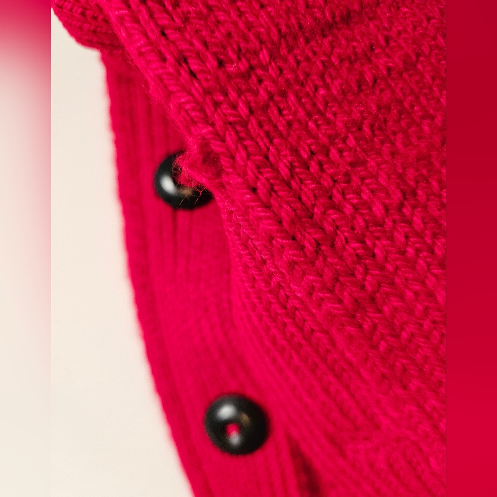 Vintage Cardigan SM 90s Buttons red Heavy Cotton Safari Oversize Artsy Indie - Picture 6 of 12